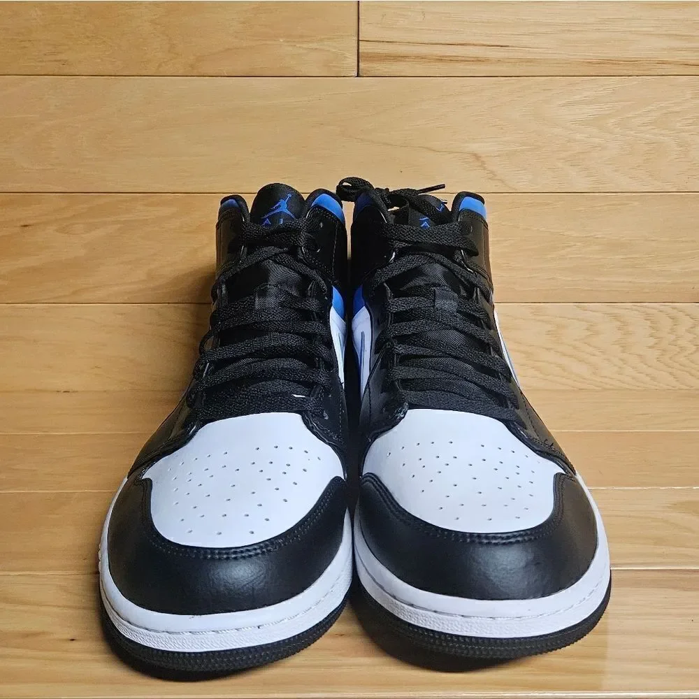 Air Jordan 1 Mid White Racer Blue Black Mens Shoe 554724-140